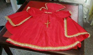 Vintage Infant Of Prague Vestment Cape & Gown For Large 19 " Statue Hand Crafted