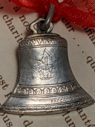 Vintage Bell Shaped Joan Of Arc Saint St Christopher Signed Religious Medal