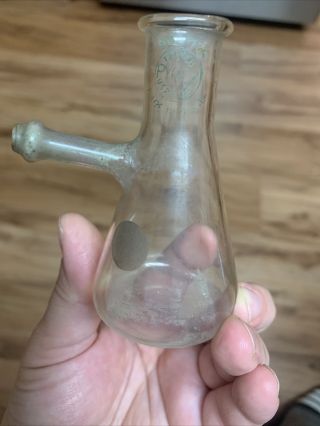 RARE Vintage Pyrex Lab Glass 80 ml Distillation Flask Condenser With Arm 3