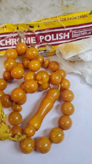 Antique golden German amber bakelite komboloi beads Prayer Beads faturan 2