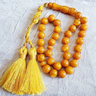 Antique golden German amber bakelite komboloi beads Prayer Beads faturan 3