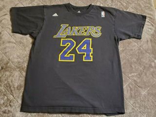 Los Angeles Lakers Kobe Bryant T - Shirt Adidas Tee Medium Front & Back Number 24