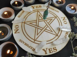 Wooden Pendulum Board,  Pentacle,  Divination Tools,  Altar Decoration Crystal Grid