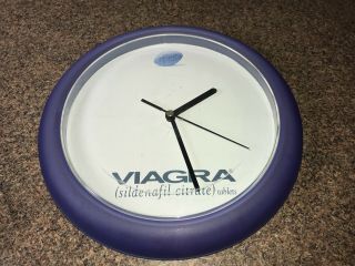Viagra Wall Clock Drug Rep Pharmaceuticals Promo Item Blue 10 " Vintage 1990’s