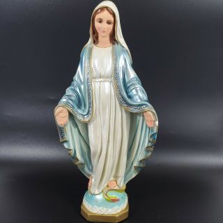 Vintage Columbia Statuary Virgin Mary Trampling Serpent Made In Italy 1965