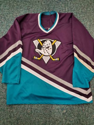 Vintage Anaheim Mighty Ducks Purple Ccm Nhl Hockey Jersey - Men 