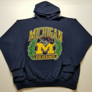 Vtg University Of Michigan Sweatshirt Mens Xl Hoodie 20 20 Sport Usa 90s @44