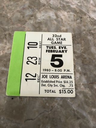 1980 Nhl All Star Game Ticket Stub Wayne Gretzky First Gordie Howe Last Oilers
