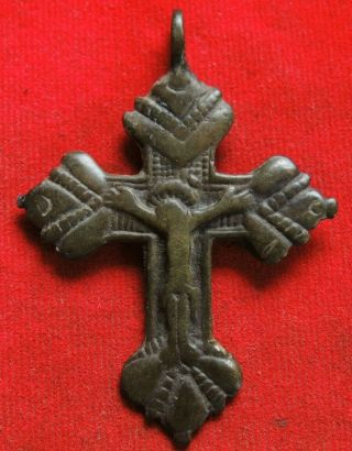Ancient Bronze Big Cross Of The Middle Ages