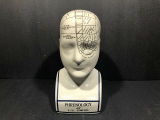 Phrenology L.  N.  Fowler Fortune Telling Head Psychic Bust Cranium Porcelain 9 "