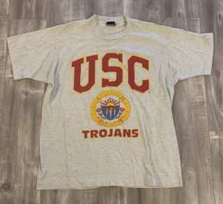 Vintage 90s Usc Trojans Graphic Tee Shirt Size Extra Large
