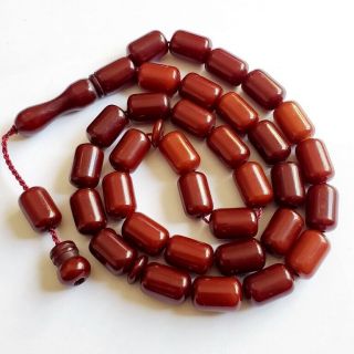Rare Old German 33 Amber Bakelite Prayer Beads Komboloi Beads فاتوران Faturan