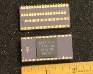 At&t 7101 Vintage Gold And Purple Ceramic Communications Chip