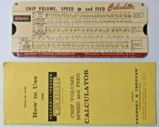Kearney & Trecker Chip Volume Speed And Feed Calculator W Instructions