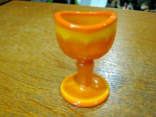 Orange & Yellow Slag Glass Paneled John Bull Eyewash Eye Cup 2 1/2 " Marked