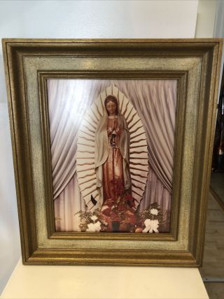 Vintage Virgen De Guadalupe Cuadro 16 " X19 " Our Lady Of Guadalupe Mexico