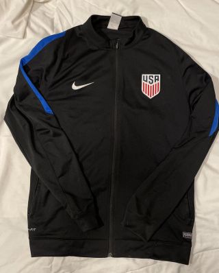 Men’s Nike Usa Soccer Usmnt 2019 Player Issued Black Zip Training Jacket Lg