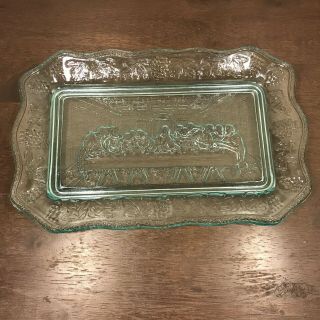 Tiara Indiana Glass The Lords Last Supper Bread Tray Plate Platter Trinket Dish