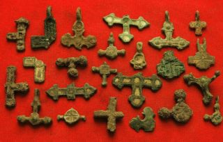 Ancient Bronze Parts For Crosses Kievan Rus 10 - 12 Centuries