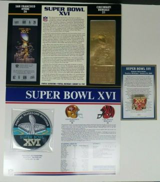 Bowl 16 49ers Vs.  Bengals Jan.  24,  1982 Lot;patch,  Pin,  Gold Ticket