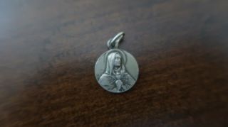 Antique AP Sterling Silver Virgin Mary Religious Pendant Medal 1.  9cm 2