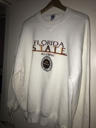 Vtg 80s Florida State Seminoles Alumni Sweatshirt 1857 Crest Sewn Logo Usa Made
