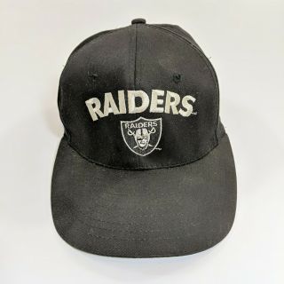 Vintage 90’s Oakland Los Angeles Las Vegas Raiders Black Snapback Hat Cap Ajd