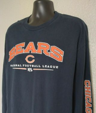 Chicago Bears Mens 2xl T - Shirt Nfl Long Sleeve Spell Out Graphic Tee Euc
