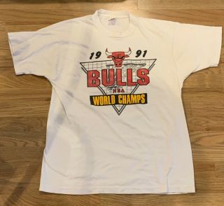 Vintage Chicago Bulls 1990 - 1991 Nba World Champions T - Shirt (xl)