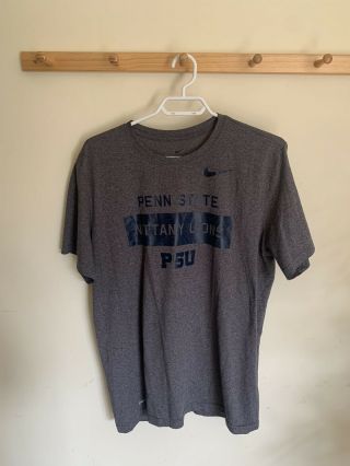 Nike Penn State Nittany Lions Dri Fit Shirt Men’s Size Large Grey Short Sleeve