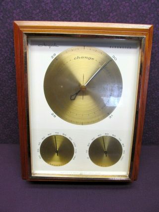 Vintage Airguide Barometer & Weather Station Solid Walnut Frame Wall Mount