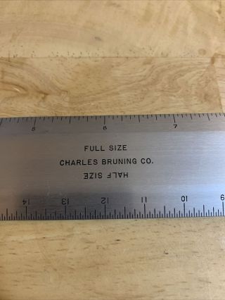 One (1) Charles Bruning Aluminum Drafting Machine Scales Full Half Size