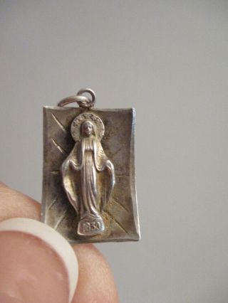 Vintage 925 Sterling Silver 1830 Virgin Mary Religious Spiritual Pendant Charm