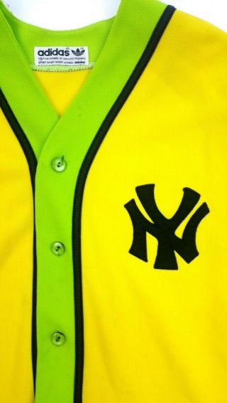 Ny Yankee Yellow Multi Baseball Jersey Custom Mlb Big Button Adidas Xl Xlarge