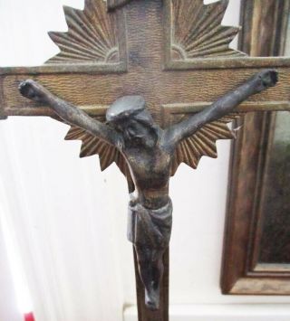 Vintage Bronze Altar Church Table Crucifix Gold Wash