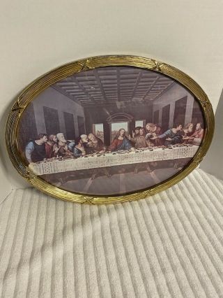 Home Interiors The Last Supper Wall Hanging Picture Oval Vintage