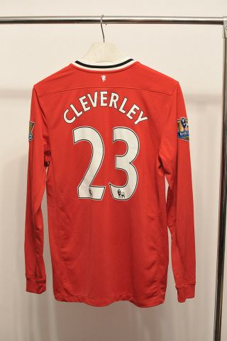Manchester United Home Football Long Sleeve Shirt 2011 2012 23 Cleverley Size M