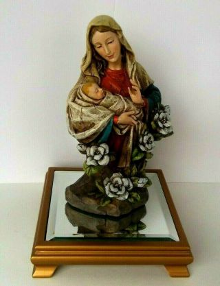 Roman Rr Mother Mary & Baby Jesus Resin Religious Statue Figurine Rare 9.  5 " Tall