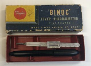 Vintage Taylor Instrument Binoc Oral Fever Thermometer & Case With Box