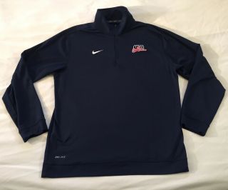 Men’s Nike Dri - Fit Usa Hockey 1/4 Zip Pullover Sweatshirt Size Adult Large