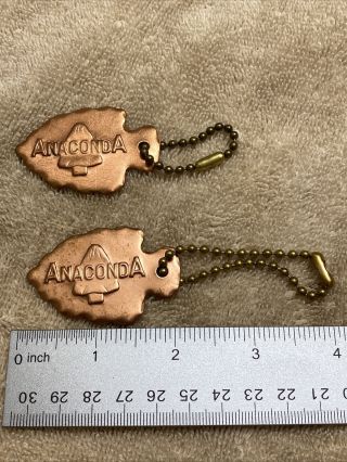 2 Vintage Anaconda Copper Mine Butte Montana Souvenir Key Chain Arrowhead