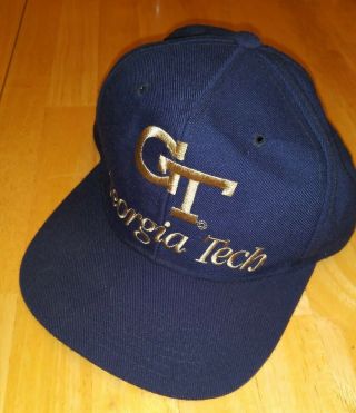 Georgia Tech Yellow Jackets Ncaa Vintage Snapback Hat Cap Navy Gold