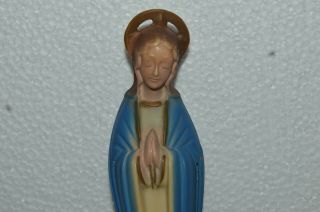 Vintage Virgin Mary Madonna 1960 ' s Plastic 6.  5 Inches Tall Very Good Conditions 2