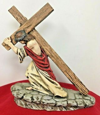 Vintage Way Of The Cross Jesus Carrying Cross Statue Christ Religious 10 "
