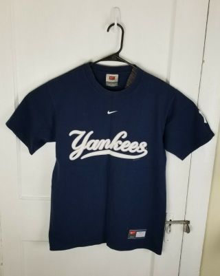 Vintage Nike Team York Yankees Baseball Club T Shirt Blue Men Small Mlb 2005