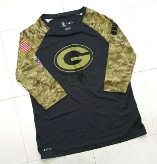 Nike Green Bay Packers Salute To Service 1/2 Sleeve Shirt Mens S Small Dri Fit