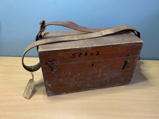 Vintage Wooden Surveying Instrument Carrying Case With Leather Strap