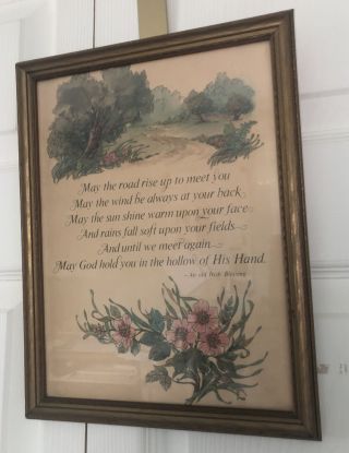 Framed Vintage Print 13 " X 10 " Irish Blessing May The Road Rise To Meet You.