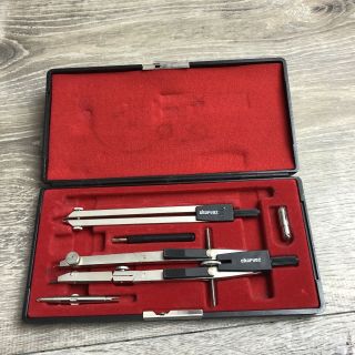 Vintage Charvoz 10 - 8910 Engineering Drafting Drawing Tools Set With Case