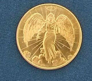 Vintage Christian Gold Tone Religious Angel.  Coin,  Token,  Medal